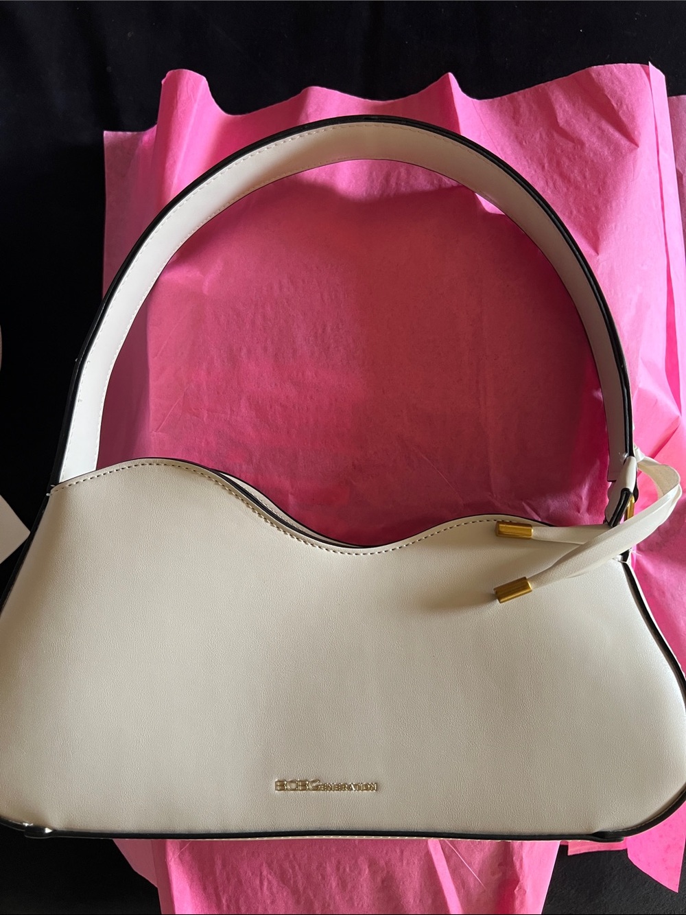 BCBG Cream Curved-Top Shoulder Bag - Women's Fashion